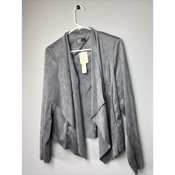 KUT from the Kloth Tayanita Faux Suede Drape Jacket, Grey, Size XL - ($88) - Picture 7 of 7